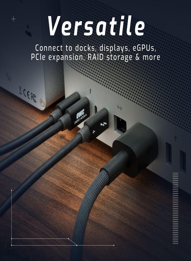 OWC كابل OWC Thunderbolt 4 و USB-C بطول 28 بوصة مع نقل بيانات بسرعة 40 جيجابت في الثانية، شحن طاقة 240 واط وقدرة فيديو 8K (أسود) - Image 4