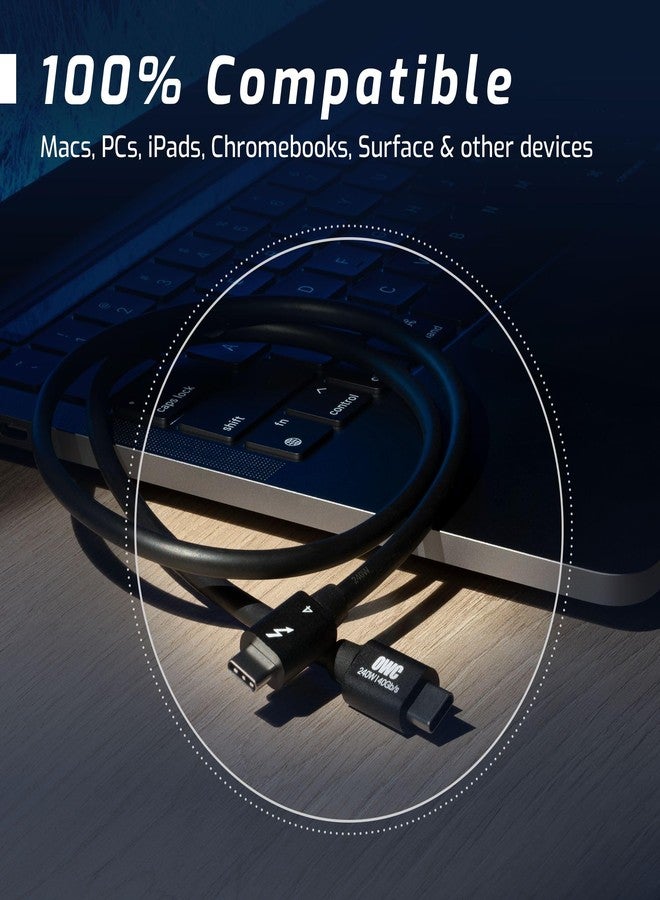 OWC كابل OWC Thunderbolt 4 و USB-C بطول 28 بوصة مع نقل بيانات بسرعة 40 جيجابت في الثانية، شحن طاقة 240 واط وقدرة فيديو 8K (أسود) - Image 5