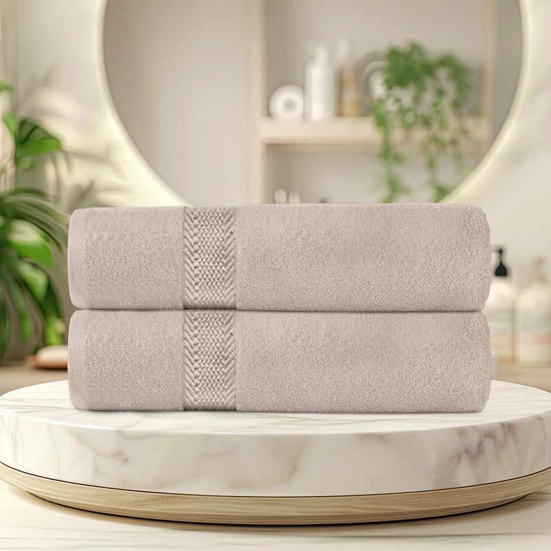 ريست REST Bath Towel  Set of 2 Taupe Cotton Towel  70x140cm , 27x55 inch Luxury Hotel Towel Set Absorbent Durable Lightweight Washable Quick Dry Spa Quality Beach Pool Family Bath Towel. - Image 2