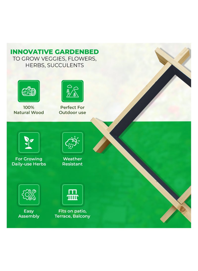 Enthusiast gardenbed, 1.6 Foot x 1.6 Foot, White Wood Raised Garden Bed Outdoor, planter box for home gardening, starter kit to grow flowers, herbs, vegetables, succulents, microgreens, wheatgrass, seed tray - Image 3