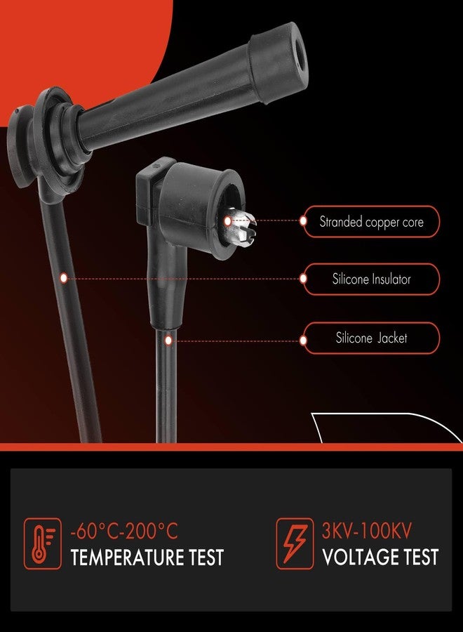 A-Premium Ignition Spark Plug Wires Set of 4 Compatible with Kia Rio 2001 2002 2003 2004 2005 1.5L 1.6L Naturally Aspirated - Image 4