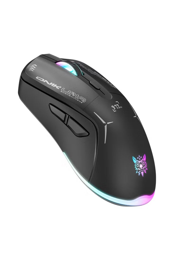 أونيكوما ماوس ألعاب، سلكي/لاسلكي/بلوتوث ثلاثي الأوضاع، ماوس لاسلكي للكمبيوتر المحمول، ماوس محمول من النوع C قابل لإعادة الشحن بدقة 4800 نقطة في البوصة مع 7 أوضاع إضاءة RGB - Image 2