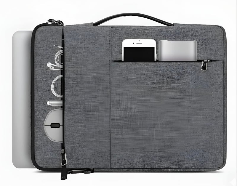 VIHOMI Laptop Sleeve 13.3"–15.6" | Waterproof & Shockproof | Slim, Durable & Lightweight | Nylon & Polyester Briefcase Style | Fits HP, Dell, ASUS, MacBook & More | Everyday Protection – Grey - Image 4