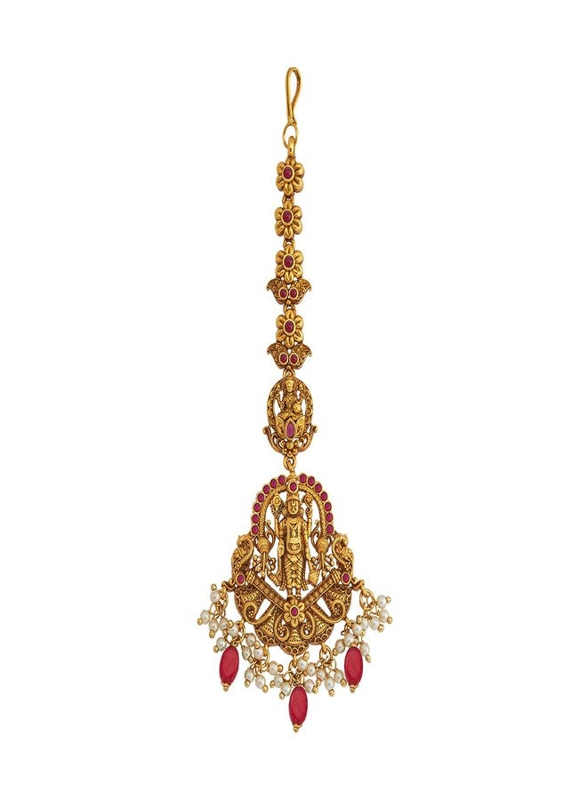 Kushal's Fashion Jewellery Ruby Gold Polished Copper Antique Tikka, Best for Bridesmaids, festive season & Special Occasion - 442004 - Image 2