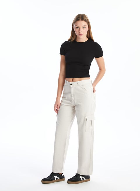 Comfortable Fit Straight Wide Leg Women's Cargo Pants