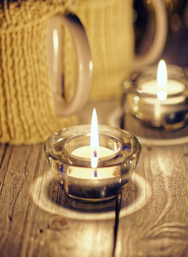 Elivia حاملات شموع صغيرة شفافة من إليفيا - طقم من 12 قطعة، حامل شموع زجاجي دائري سميك، قطر 3 بوصات - CH01 - شفاف - Image 3