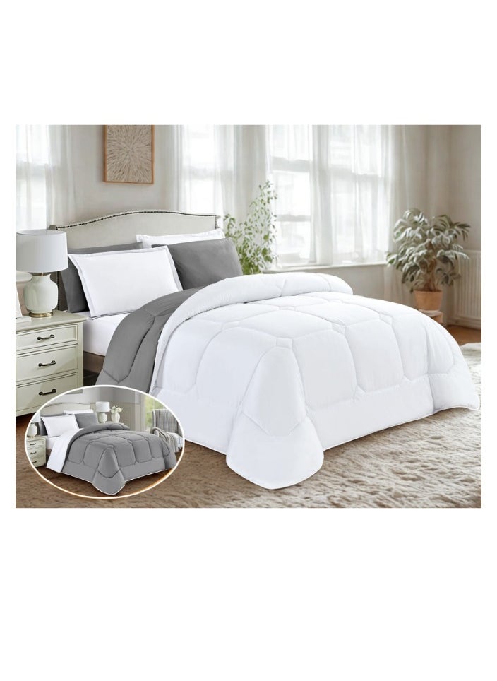 Moon Luxury Summer Bedspread Double-Sided System 6 Pieces Double Size (250x230 cm) - Fits a 200x200 cm Bed - Made of Soft Microfiber - Double Quilt with Fitted Sheet (200x200+35 cm) and Pillowcases and Decorative Pillow Covers - Elegant and High-Quality Bedspreads for the Bedroom - 320 Thread Count, Comes with Comfortable Filling and Soft Texture  - Image 4