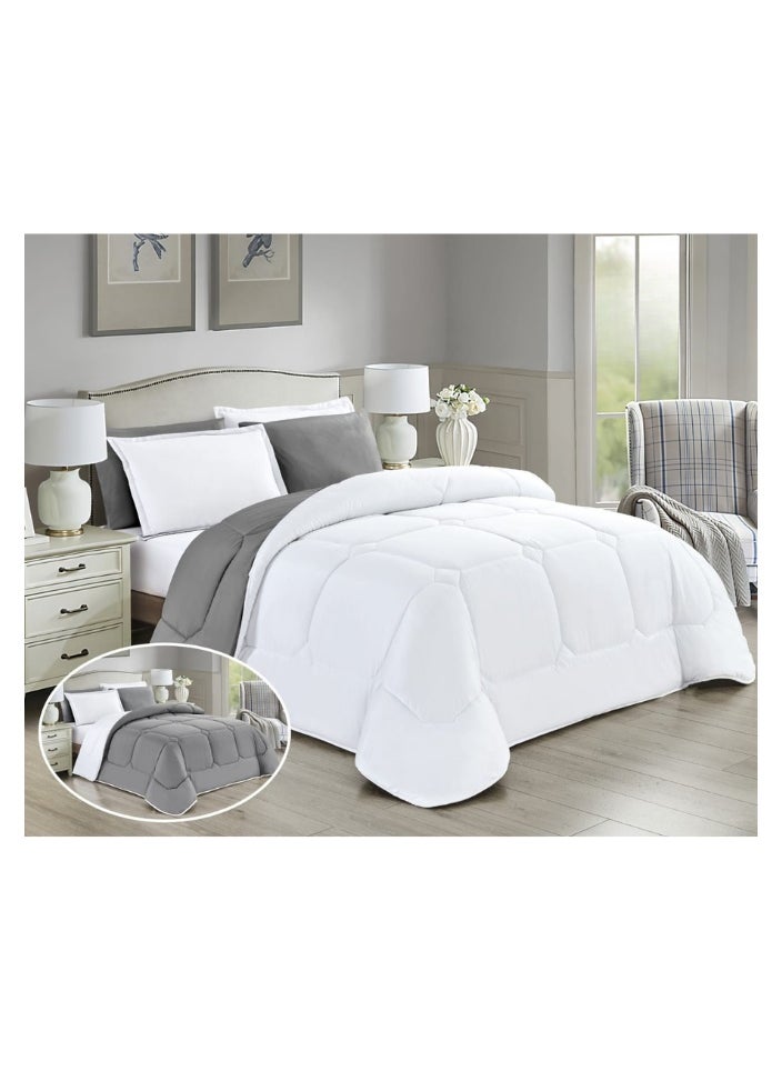 Moon Luxury Summer Bedspread Double-Sided System 6 Pieces Double Size (250x230 cm) - Fits a 200x200 cm Bed - Made of Soft Microfiber - Double Quilt with Fitted Sheet (200x200+35 cm) and Pillowcases and Decorative Pillow Covers - Elegant and High-Quality Bedspreads for the Bedroom - 320 Thread Count, Comes with Comfortable Filling and Soft Texture  - Image 1