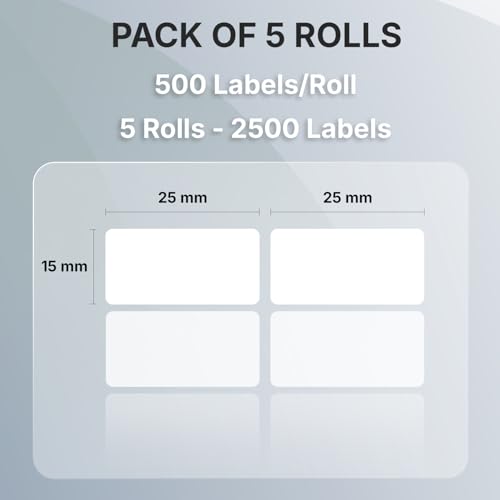 Seznik Waterproof, Non-Tearable, Sticky Thermal Lables, Label Roll, 2 inch Adhesive Thermal Labels for Label Printers (25mmx15mm - 2500 Lables) - Image 2