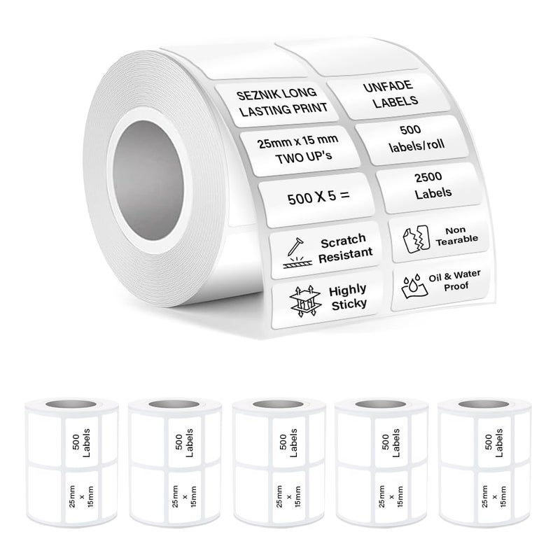 Seznik Waterproof, Non-Tearable, Sticky Thermal Lables, Label Roll, 2 inch Adhesive Thermal Labels for Label Printers (25mmx15mm - 2500 Lables) - Image 5