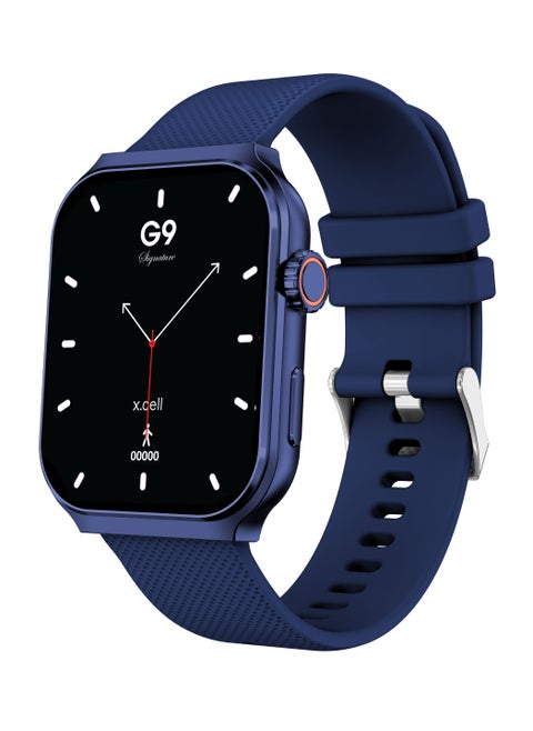 G9 Signature Unisex Smart Watch, 2.01” HD Display with IP67 Water Proof, Fitness Tracker with 107 Workout Options, 7+ Days Battery with Wireless Charging, Compatible with iOS & Android - Blue