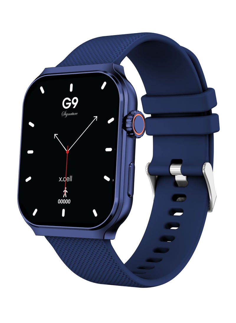 X.Cell - G9 Signature Unisex Smart Watch, 2.01” HD Display with IP67 Water Proof, Fitness Tracker with 107 Workout Options, 7+ Days Battery with Wireless Charging, Compatible with iOS & Android - Blue - Image 1