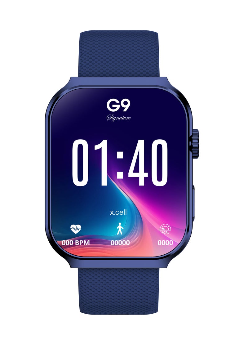 X.Cell - G9 Signature Unisex Smart Watch, 2.01” HD Display with IP67 Water Proof, Fitness Tracker with 107 Workout Options, 7+ Days Battery with Wireless Charging, Compatible with iOS & Android - Blue - Image 1