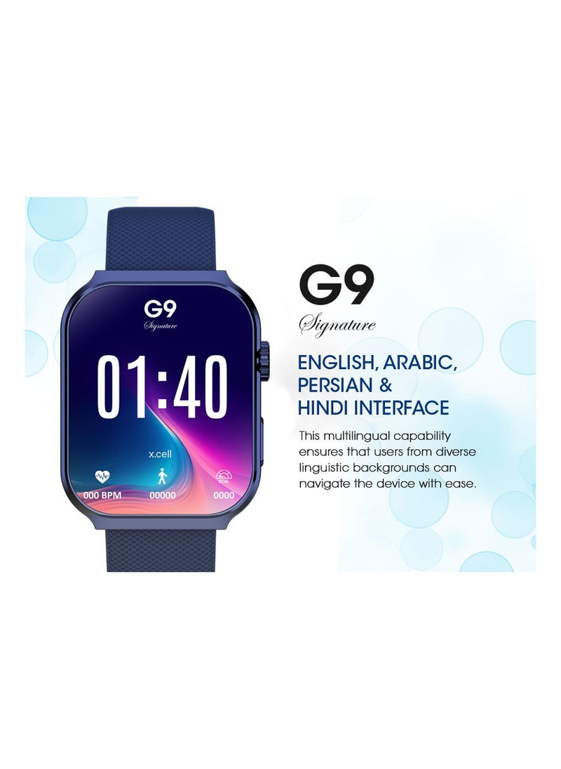 X.Cell - G9 Signature Unisex Smart Watch, 2.01” HD Display with IP67 Water Proof, Fitness Tracker with 107 Workout Options, 7+ Days Battery with Wireless Charging, Compatible with iOS & Android - Blue - Image 1