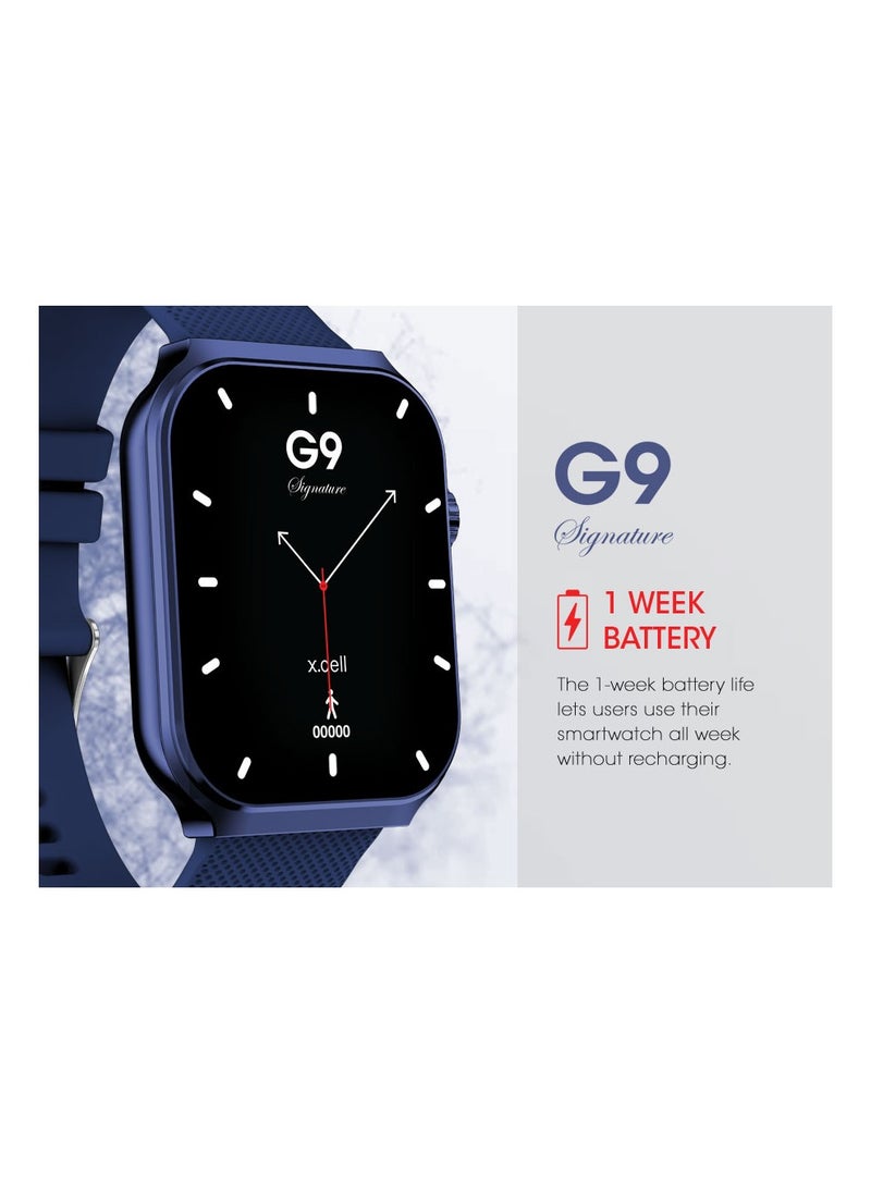 X.Cell - G9 Signature Unisex Smart Watch, 2.01” HD Display with IP67 Water Proof, Fitness Tracker with 107 Workout Options, 7+ Days Battery with Wireless Charging, Compatible with iOS & Android - Blue - Image 1