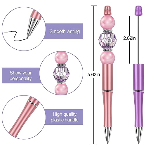 Joyberg 15 PCS Beadable Pens, Beadable Pens Bulk Colored Plastic, Black Ink Beaded Pens Creative Diy Pen, Bend Pens for Make Gifts for Children and Students, Office School Supplies - Image 2