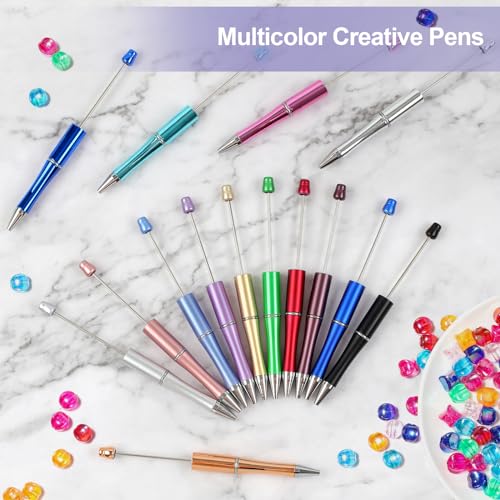 Joyberg 15 PCS Beadable Pens, Beadable Pens Bulk Colored Plastic, Black Ink Beaded Pens Creative Diy Pen, Bend Pens for Make Gifts for Children and Students, Office School Supplies - Image 5