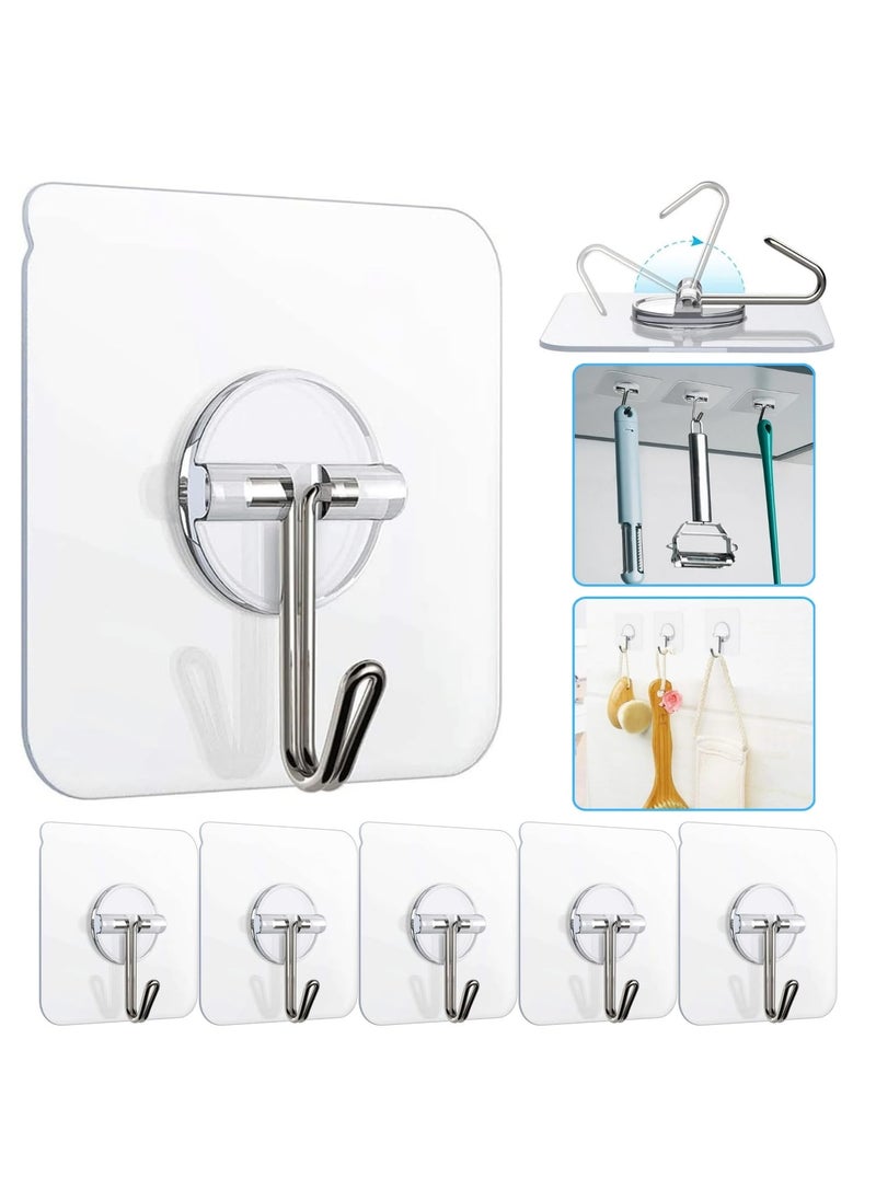 Ascension ascension Adhesive Hooks Kitchen Wall Hooks Heavy Duty 132lbMax Nail Free Sticky Hangers with Stainless Hooks Reusable Utility Towel Bath Ceiling Hooks Pack of 10  - Image 1