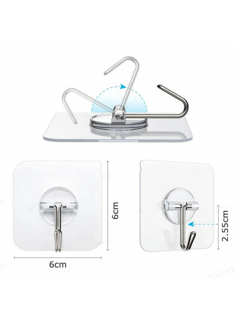 Ascension ascension Adhesive Hooks Kitchen Wall Hooks Heavy Duty 132lbMax Nail Free Sticky Hangers with Stainless Hooks Reusable Utility Towel Bath Ceiling Hooks Pack of 10  - Image 2