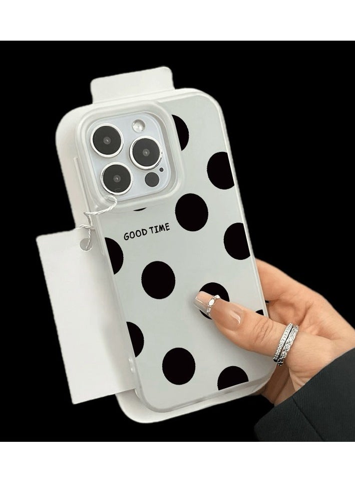 Generic - Simple iPhone 11 Series transparent hollow silicone frosted material Black Polka Dots Phone case,specially designed for women and girls - Image 1