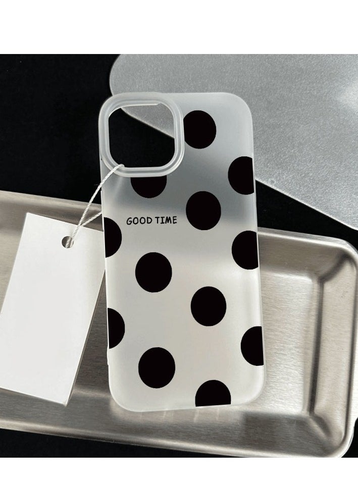 Generic - Simple iPhone 11 Series transparent hollow silicone frosted material Black Polka Dots Phone case,specially designed for women and girls - Image 1