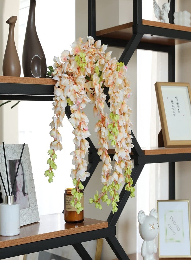 dallisten 3 Strands 40'' Silk Amber Wisteria Artificial Flowers, Fake Wisteria Floral Hanging Plant Garland, for Home Decor, Party, Floor Vase, Balcony, Wedding Arrangement Decoration (Amber) - Image 5