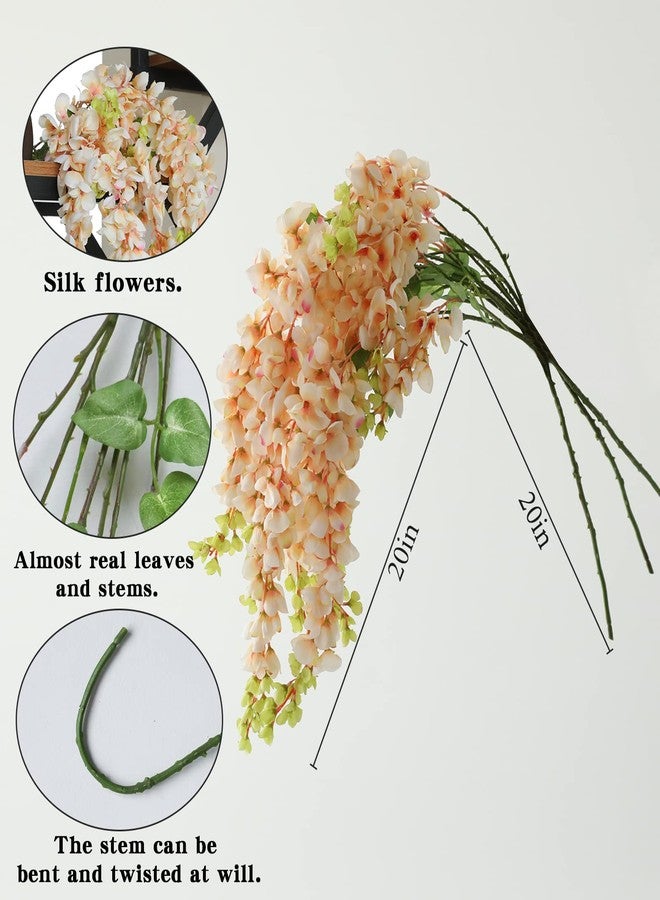 dallisten 3 Strands 40'' Silk Amber Wisteria Artificial Flowers, Fake Wisteria Floral Hanging Plant Garland, for Home Decor, Party, Floor Vase, Balcony, Wedding Arrangement Decoration (Amber) - Image 2