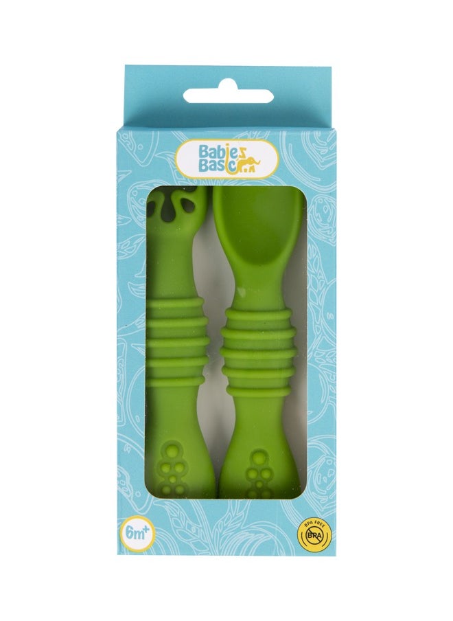 Babies Basic Soft Tip Bpa Free Silicone First Stage Training Spoon With Masher- Green  - Image 4