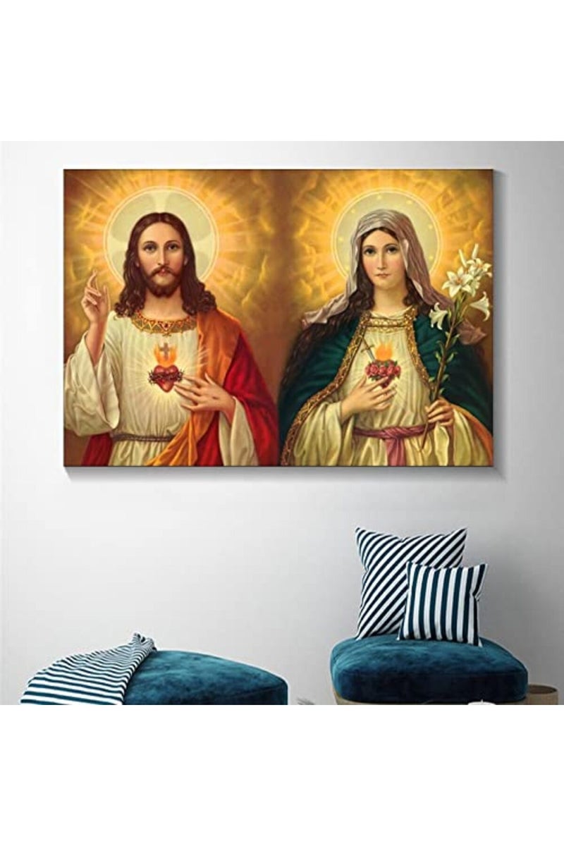 FireDeer Catholic Jesus Poster Print On Canvas Painting Christian God Pictures for Living Room No Frame (Mary and Jesus, 20x30inch) - Image 4