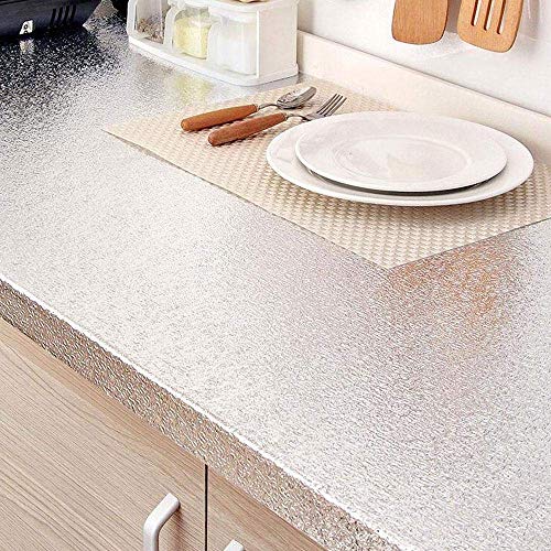 Luximal Self Adhesive Waterproof Heat Resistant Oil-Proof Kitchen Aluminium Foil Stickers for Kitchen Walls, Cabinets Drawers, Shelves(2 Meters Silver, Orange Peel Structure) - Image 5