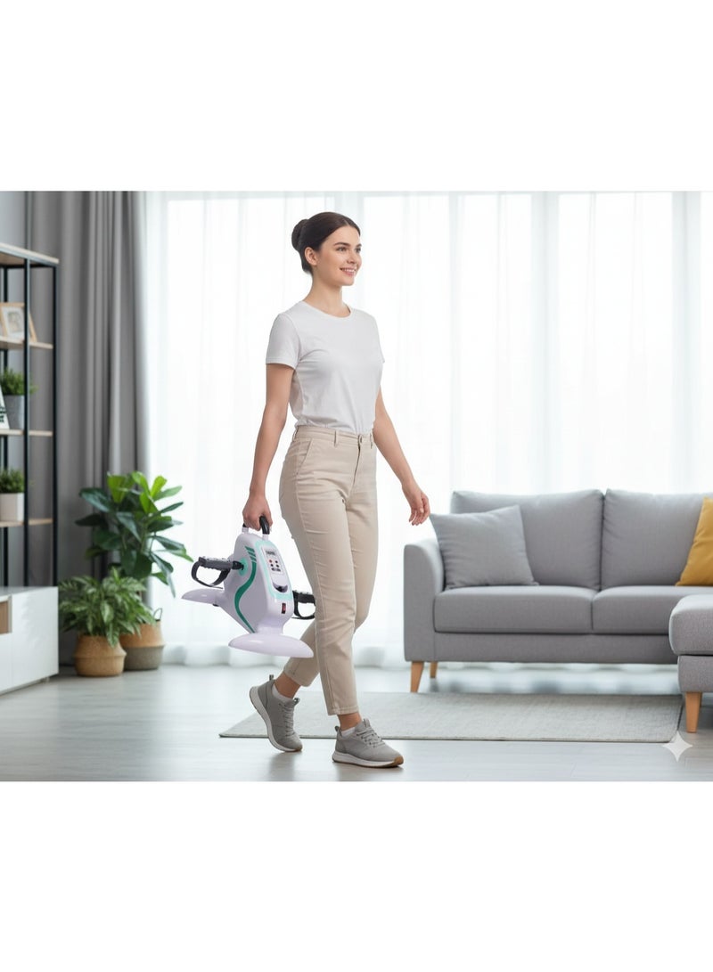 HT Mini pedal bike for physiotherapy and upper and lower limb rehabilitation for the elderly and patients. Manual or electric operation. Digital display. Remote control. Safe home exercise. - Image 3