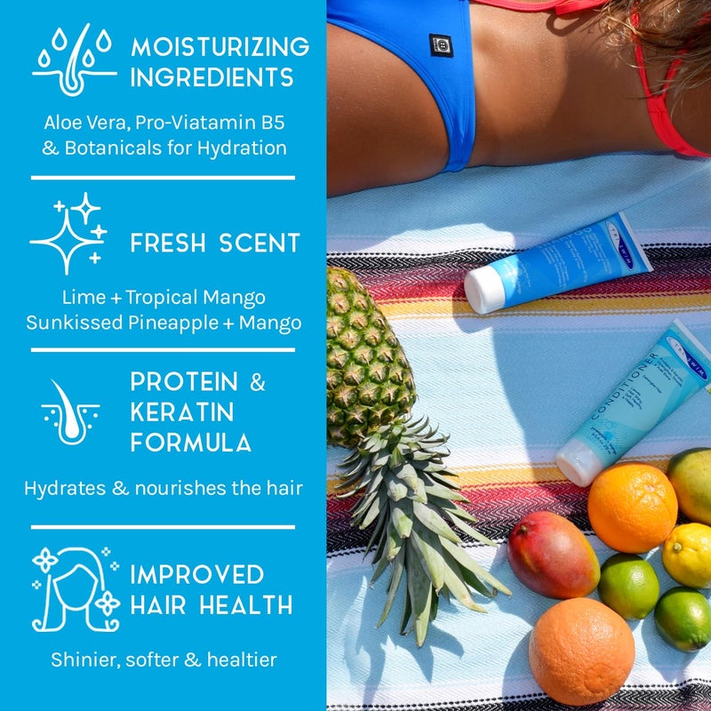 TRISWIM Hair Care Gift Set | Chlorine Shampoo and Conditioner for Swimmers, 8.5 fl oz | Paraben-Free with Aloe Vera and Chamomile | Restores Chlorine-Damaged Hair | Includes Body wash & Lotion Samples - Image 2