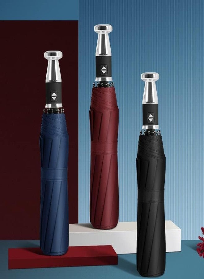 Calpix Windproof Travel Umbrella with Stylish Curved Handle | Large Compact Automatic Open Close Umbrella for Men & Women | Lightweight Waterproof Golf Umbrella with Strong Fiberglass Ribs - Image 4