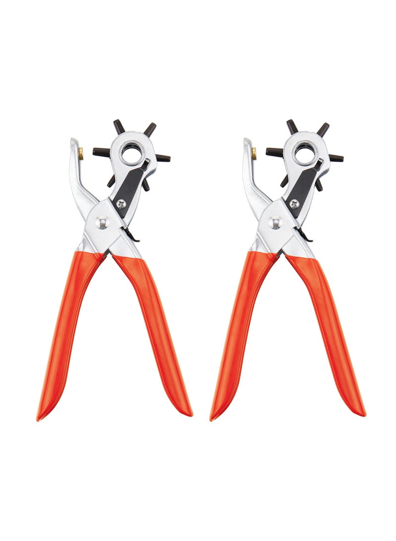 LAWAZIM Pro7 Leather Hole Puncher -2 Piece- Adjustable 6-Size Punch Tool with Anti-Slip Grip Rust-Resistant Sharp Cutting Head Secure Plate Ideal for Belts Canvas Card Crafting DIY Leatherworking Tailoring - Image 1