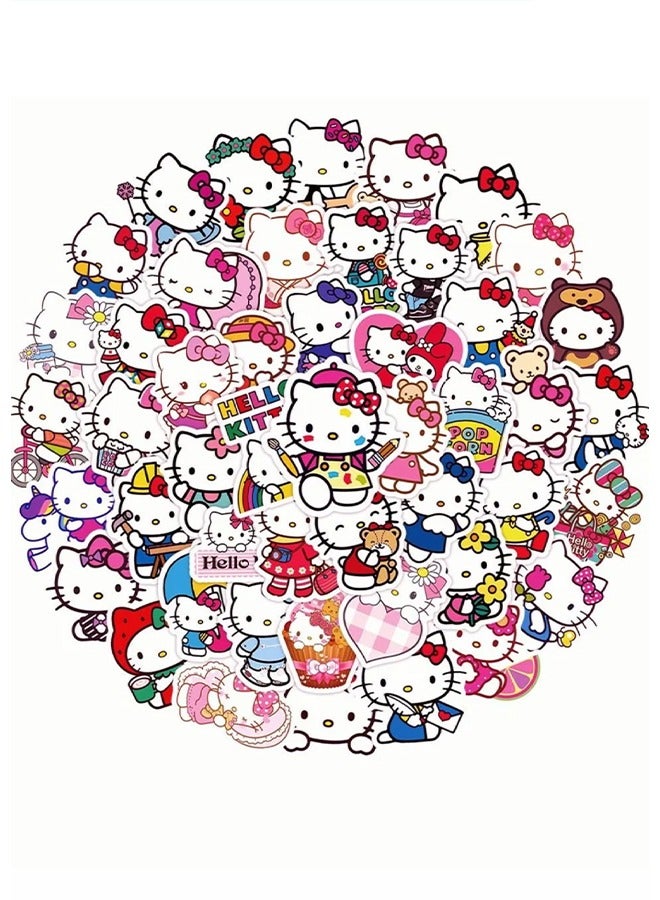 50-Piece Hello Kitty Waterproof Stickers Kawaii For Laptop Suitcase Stationery Waterproof Decals Graffiti Kids Toys Gifts - Image 1