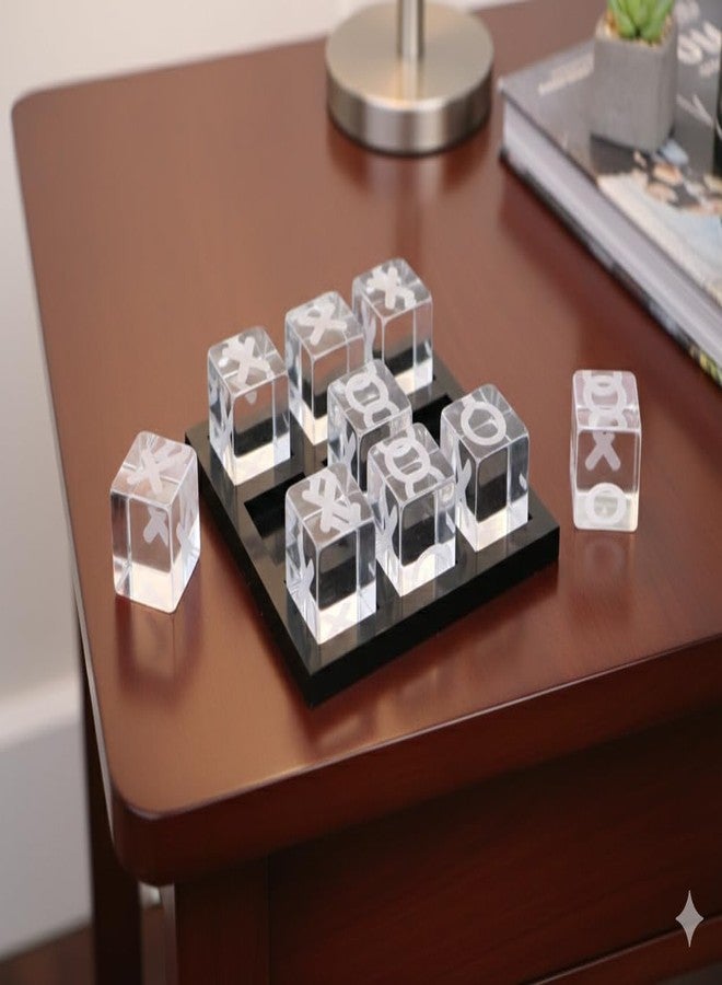 TrenDec Acrylic Tic Tac Toe Game Set with Resin Tray, Clear and White, 23x23x7 cm, Indoor and Outdoor Use, Decorative Game Board - Image 2