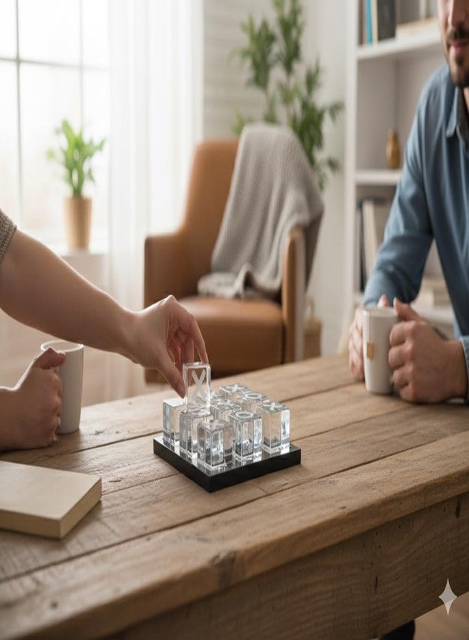 TrenDec Acrylic Tic Tac Toe Game Set with Resin Tray, Clear and White, 23x23x7 cm, Indoor and Outdoor Use, Decorative Game Board - Image 5