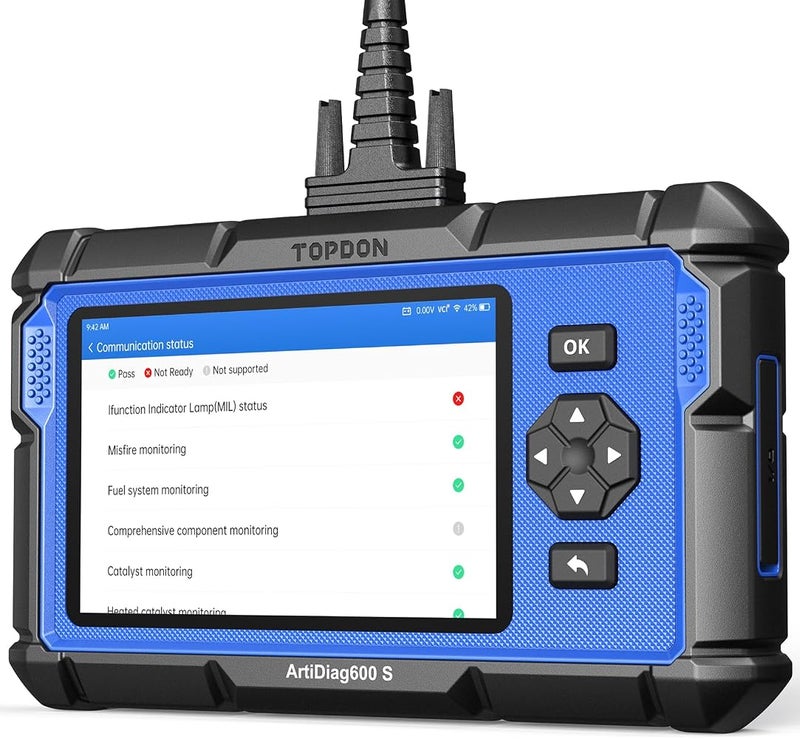 توب دون 1٫ أداة تشخيص سيارات TOPDON OBD2 Code Reader Scanner ArtiDiag600S، تدعم إعادة ضبط أنظمة الوقود (Oil/BMS)، ونظام الفرامل المانعة للانغلاق (ABS)، ونظام التحكم في الثبات (SAS)، ونظام المساعدة على الانطلاق (EPB)، وفلتر الغبار (DPF)، ونظام مراقب - Image 3