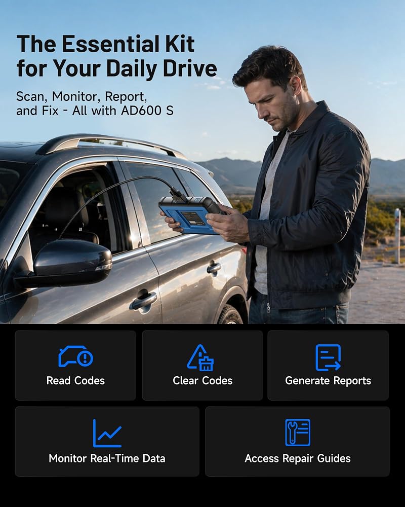 توب دون 1٫ أداة تشخيص سيارات TOPDON OBD2 Code Reader Scanner ArtiDiag600S، تدعم إعادة ضبط أنظمة الوقود (Oil/BMS)، ونظام الفرامل المانعة للانغلاق (ABS)، ونظام التحكم في الثبات (SAS)، ونظام المساعدة على الانطلاق (EPB)، وفلتر الغبار (DPF)، ونظام مراقب - Image 5