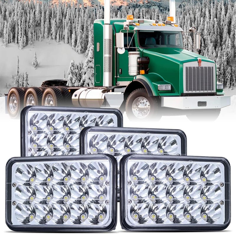LEDMIRCY 4x6 LED Lights High Low Sealed Beam White Rectangular LED Light 4PCS 45W - Image 1