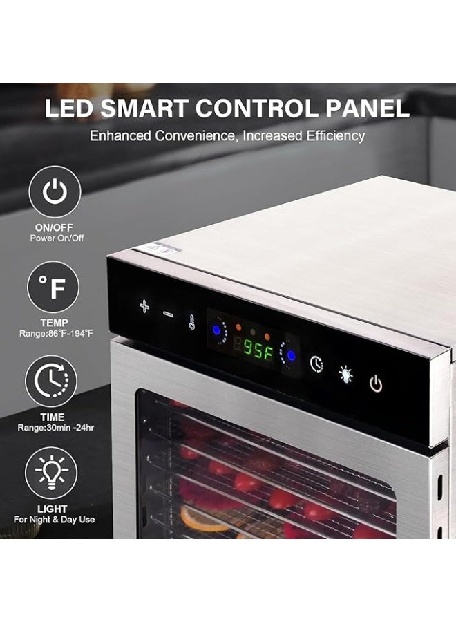 DUNISO Food Dehydrator Machine, Food Dehydrated Dryer，6 Layer Stainless Steel Trays Dryer with Digital Adjustable Timer & Temperature Control，Visualization，Easy to Clean，for Fruit, Herbs, Meat, Vegetables, Dog Treats, Yogurt - Image 3