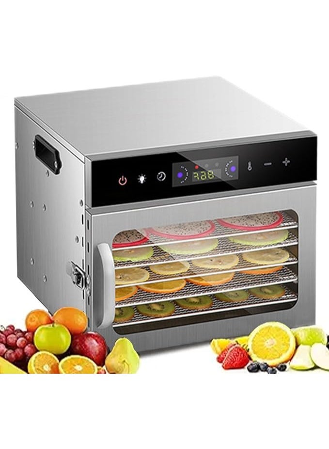 Food Dehydrator Machine, Food Dehydrated Dryer,6 Layer Stainless Steel Trays Dryer with Digital Adjustable Timer & Temperature Control,Visualization,Easy to Clean,for Fruit, Herbs, Meat, Vegetables, Dog Treats, Yogurt