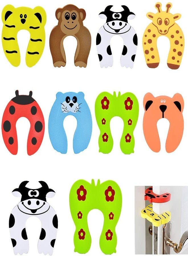 HEXONIQ Finger Pinch Guard Cartoon Animal Door Stop Soft Foam Cushion Baby Finger Protector, Prevent Finger Pinch Injuries, Slamming Door & Child, Pet from Getting Locked in Room, Random, Pack of 10 - Image 1