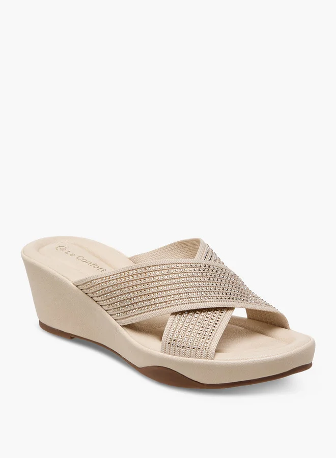 لو كونفورت Women Wedge Heel Cross Strap Comfort Sandals