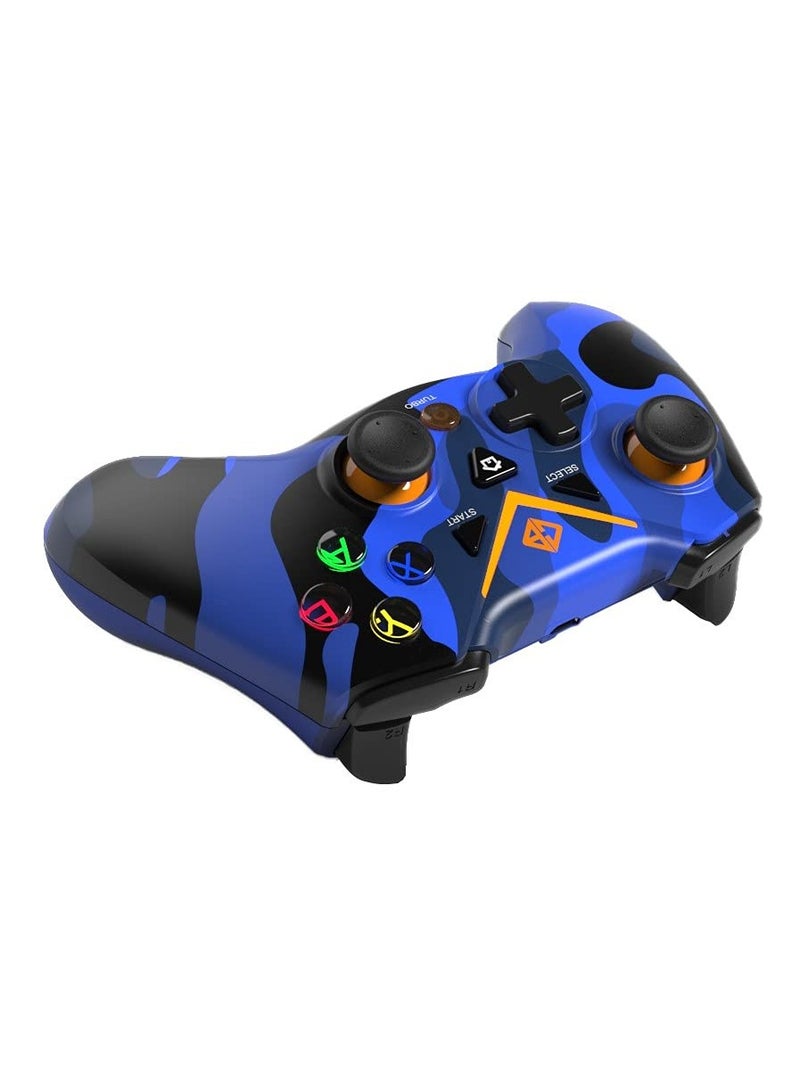 لوحة ألعاب لاسلكية C3070W Nebula 2.4G (أزرق مموه) | تدعم أجهزة الكمبيوتر الشخصية/PS3 | Windows XP/7/8/10 | ملمس مطاطي | وحدة تحكم ألعاب الفيديو | قبضة محسنة | مشغلات مزدوجة - Image 4