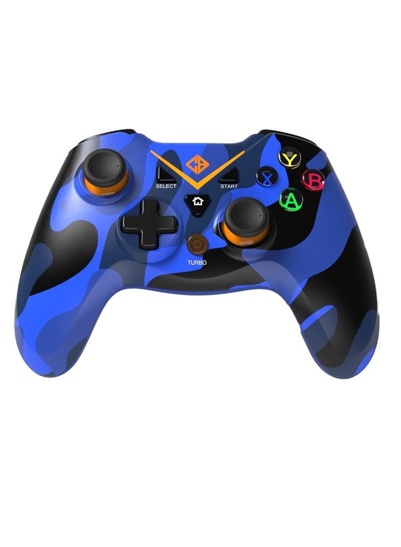 لوحة ألعاب لاسلكية C3070W Nebula 2.4G (أزرق مموه) | تدعم أجهزة الكمبيوتر الشخصية/PS3 | Windows XP/7/8/10 | ملمس مطاطي | وحدة تحكم ألعاب الفيديو | قبضة محسنة | مشغلات مزدوجة - Image 1