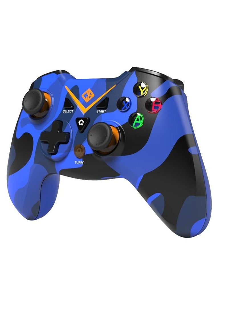 لوحة ألعاب لاسلكية C3070W Nebula 2.4G (أزرق مموه) | تدعم أجهزة الكمبيوتر الشخصية/PS3 | Windows XP/7/8/10 | ملمس مطاطي | وحدة تحكم ألعاب الفيديو | قبضة محسنة | مشغلات مزدوجة - Image 3