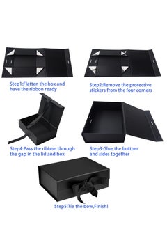 Generic Black Luxury Magnetic Gift Box with Lid, Ribbons and Gift Bag, Medium Size-9.4x7x3 Inches, Great for Christmas, New Year, Wedding, Birthdays, Man  - Image 3