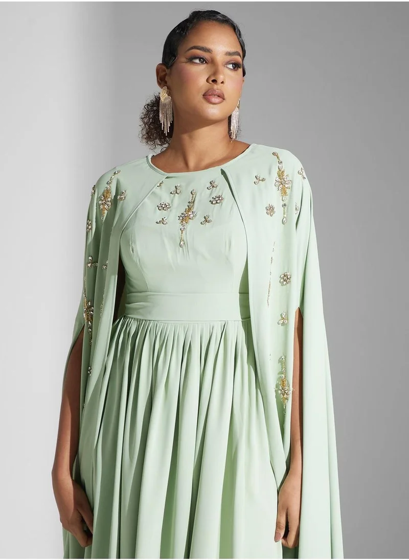 Yaser albik Embroidered Embellished Dress