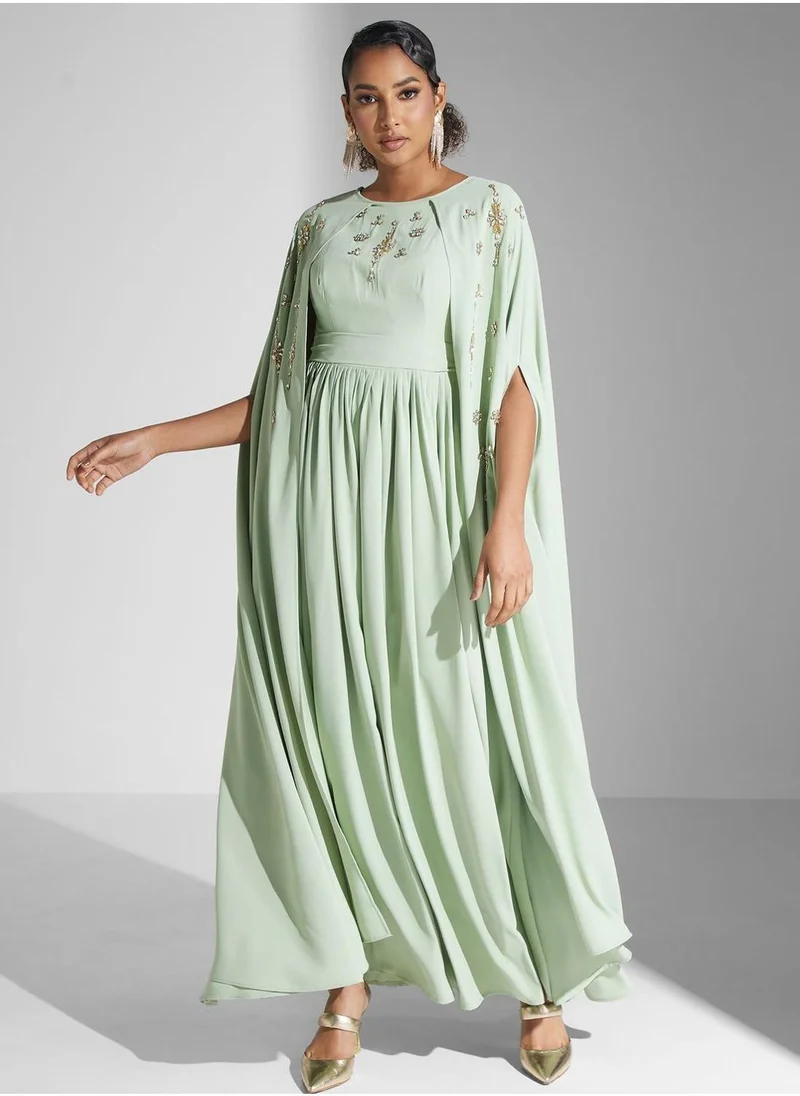 Yaser albik Embroidered Embellished Dress
